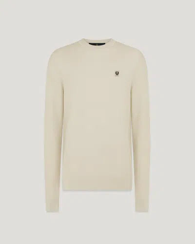 Belstaff Drift Crewneck Jumper In Stone Beige