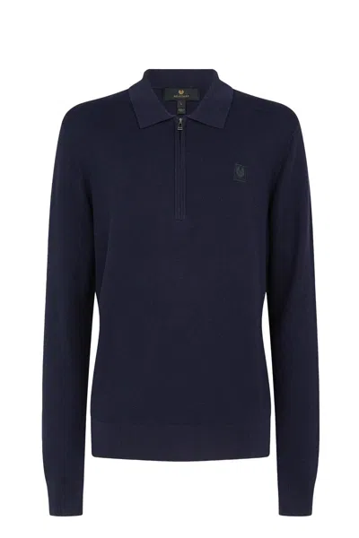 Belstaff Drift Knitted Polo In Navy