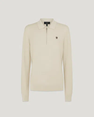 Belstaff Drift Knitted Polo In Stone Beige