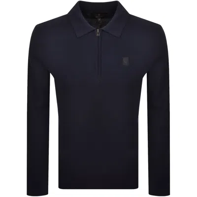 Belstaff Drift Knitted Polo T Shirt Navy
