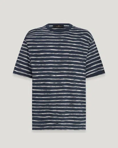 Belstaff Drum T-shirt- Surfline Stripe In Dark Ink / Natural