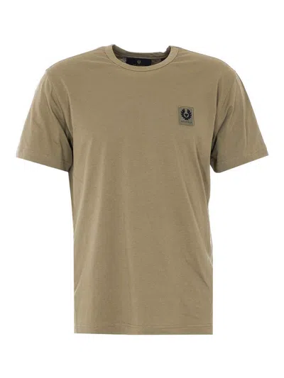 Belstaff Logo-patch Crew-neck T-shirt In Brown