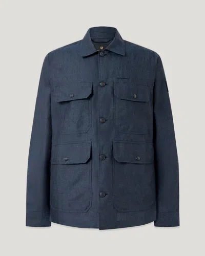 Belstaff Forge Jacket Tumbled Melange Linen In Black