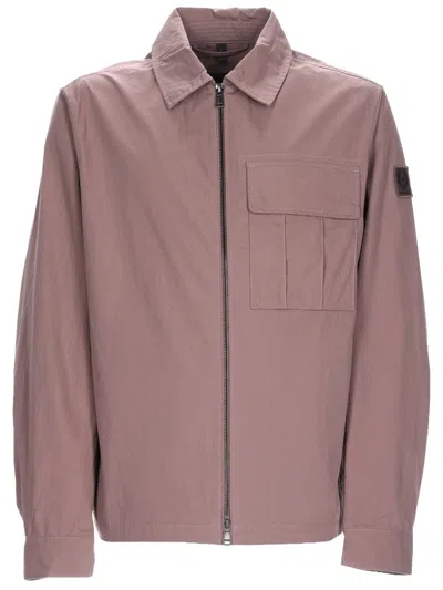 Belstaff Cargo Polyamide Lightweight Overshirt Jacket In Pink