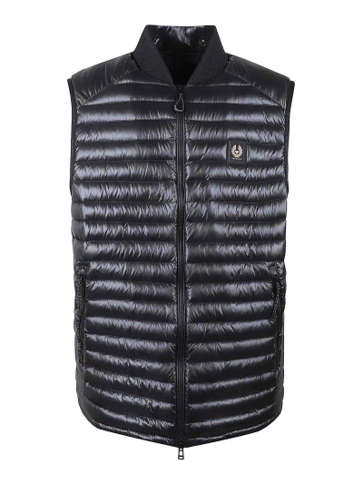 Belstaff Quilted Padded Gilet With High Collar In Gray