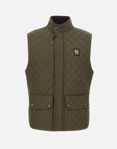 Belstaff Quilted Diamond Recycled Front Pockets Jacket In Green