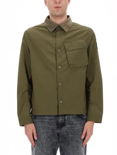 Belstaff Ground Corduroy-collar Cotton Jacket In Green