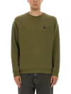 Belstaff Crew Neck Sweater Ribbed Cuffs In Green