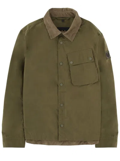 Belstaff Ground Corduroy-collar Cotton Jacket In Green