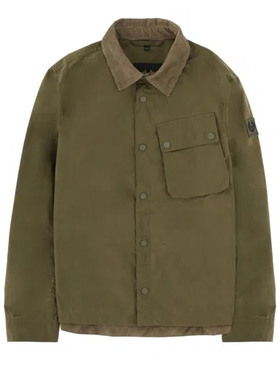 Belstaff Ground Corduroy-collar Cotton Jacket In Green