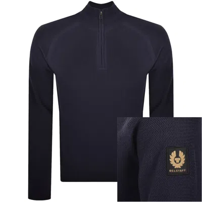 Belstaff Guide Quarter Zip Jumper Navy In Blue