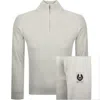 Belstaff Guide Quarter Zip Jumper Stone Beige In White