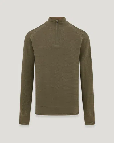 Belstaff Guide Quarter Zip Jumper In Surplus Green
