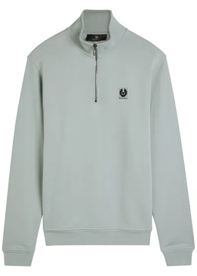 Belstaff Half-zip Logo Cotton Sweatshirt In Blue
