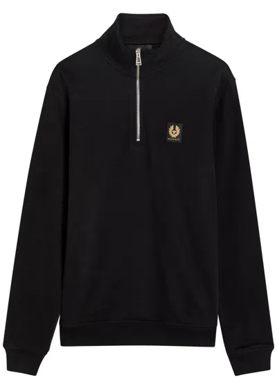 Belstaff Half-zip Logo Cotton Sweatshirt In Black