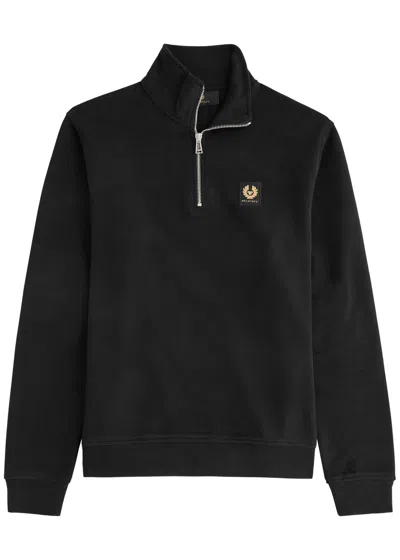 Belstaff Half-zip Logo Cotton Sweatshirt In Black