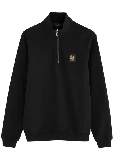 Belstaff Half-zip Logo Cotton Sweatshirt In Black