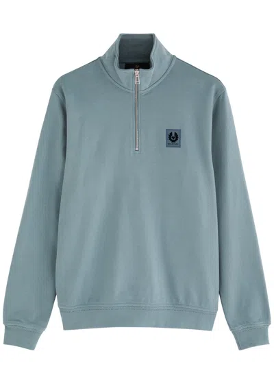 Belstaff Quarter Zip Sweatshirt In Blue Flint