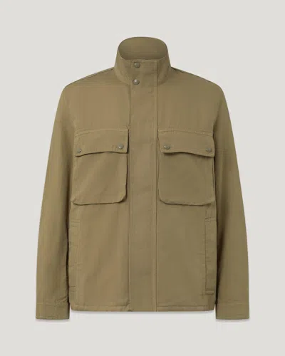 Belstaff Hayfield Jacket Garment Dye Cotton Linen In Green