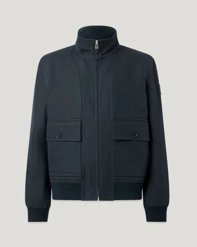 Belstaff Helston Jacket Tailored Linen Cotton Twill In Black