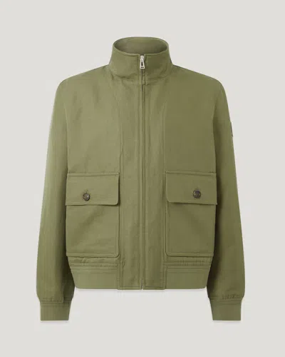 Belstaff Helston Jacket Tailored Linen Cotton Twill In Green