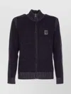 Belstaff High Collar Long Sleeve Zip Knit Sweater In Black