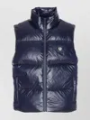 Belstaff High Collar Sleeveless Quilted Jacket With Pockets In Blue
