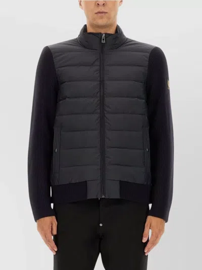 Belstaff High Neck Padded Front Knit Sweater In Black