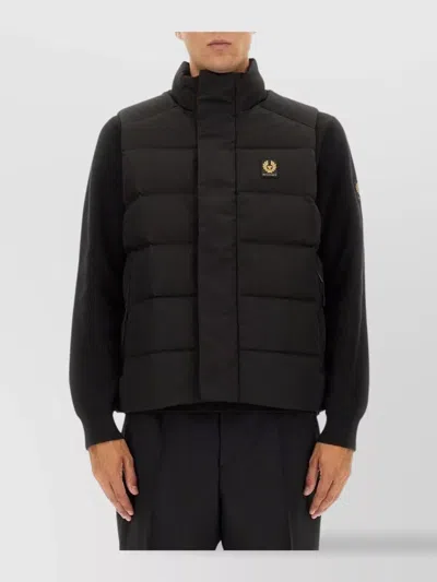 Belstaff High Neck Padded Sleeveless T-shirt In Black