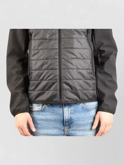Belstaff Hooded Jacket Elastic Cuffs Quilted Panels In Gray