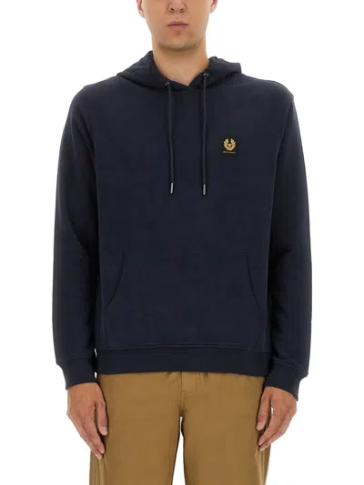 Belstaff Hooded Sweater Kangaroo Pocket In Blue