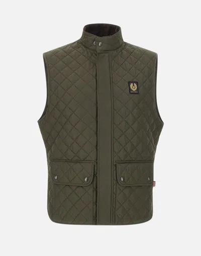 Belstaff Quilted Diamond Recycled Front Pockets Jacket In Green