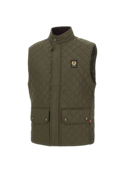 Belstaff Icon Lightweight Quilted Nylon Waistcoat In Olive Green