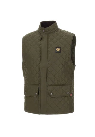 Belstaff Quilted Diamond Recycled Front Pockets Jacket In Green