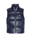 Belstaff High Collar Sleeveless Quilted Jacket With Pockets In Blue