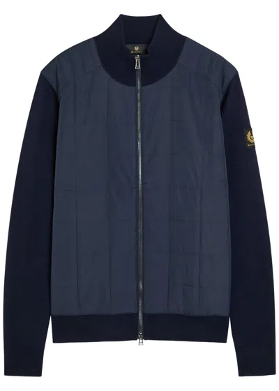 Belstaff Kelbrook Padded Shell And Wool Cardigan In Blue
