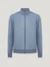 Belstaff Kelbrook Zip Cardigan In Blue Flint