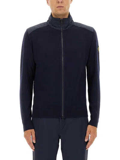 Belstaff Kelby Padded-detail Cardigan In Blue