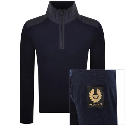 Belstaff Kilmington Quarter Zip Jumper Navy In Blue