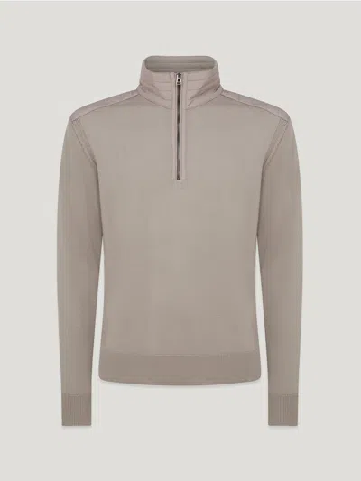 Belstaff Kilmington Quarter Zip Jumper In Pumice