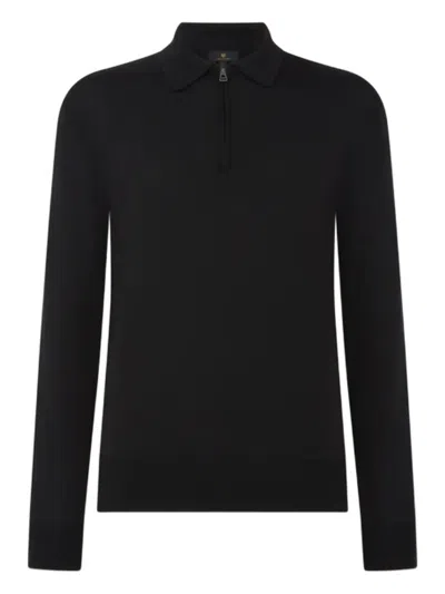 Belstaff Kyle Half-zip Long-sleeve Polo Shirt In Black