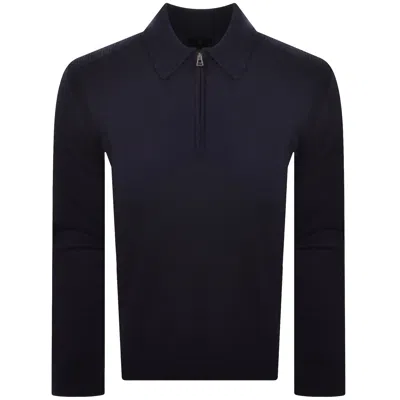 Belstaff Kyle Knitted Polo Shirt Navy In Blue