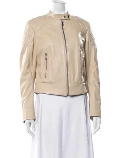 Pre-owned Belstaff Lamb Leather Biker Jacket In Neutrals