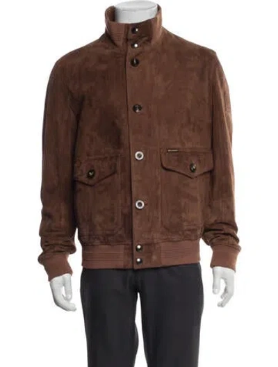 Pre-owned Belstaff Lamb Leather Bomber Jacket In Brown