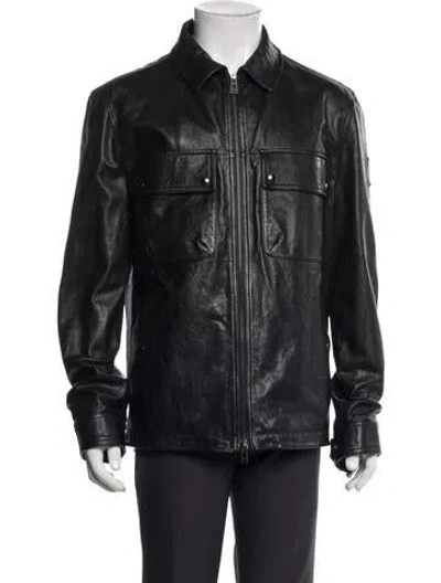 Pre-owned Belstaff Lamb Leather Denim Jacket In Gray