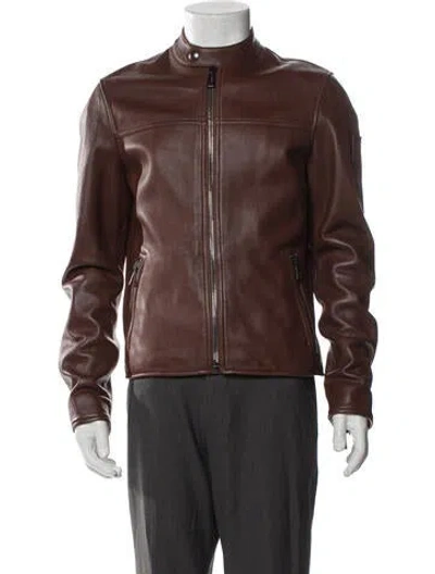 Pre-owned Belstaff Lamb Leather Moto Jacket In Brown