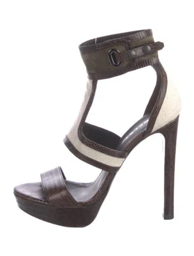 Pre-owned Belstaff Leather Animal Print Gladiator Sandals In Brown