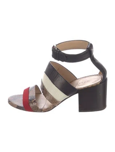 Pre-owned Belstaff Leather Animal Print Gladiator Sandals In Neutral