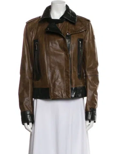 Pre-owned Belstaff Leather Biker Jacket In Brown