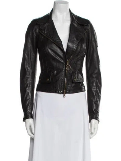 Pre-owned Belstaff Leather Biker Jacket In Gray